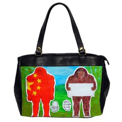 2 Yeh Ren,text & Flag In Forest  Oversize Office Handbag (Two Sides) from ArtsNow.com Front