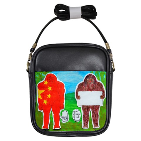 2 Yeh Ren,text & Flag In Forest  Girl s Sling Bag from ArtsNow.com Front