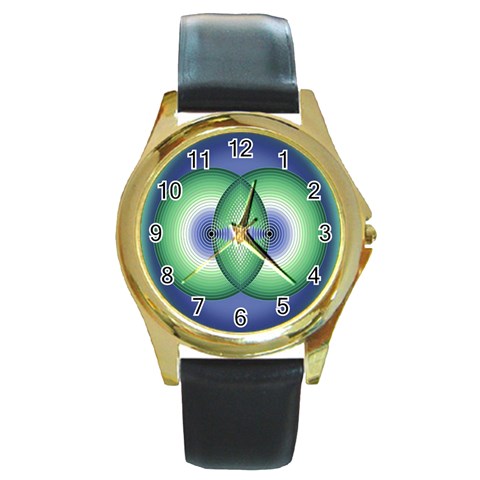 Interconnection Round Gold Metal Watch from ArtsNow.com Front