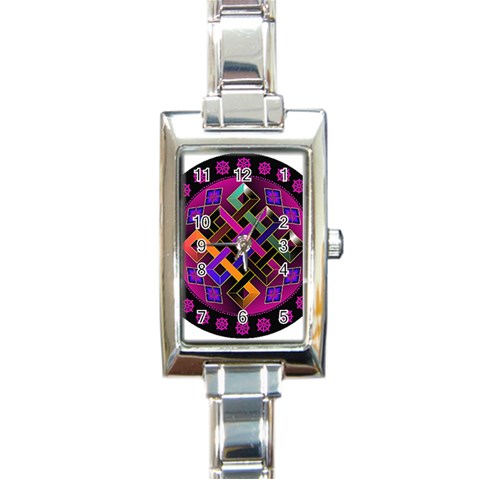 Endless Knot Rectangular Italian Charm Watch from ArtsNow.com Front