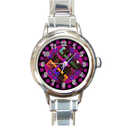 Endless Knot Round Italian Charm Watch from ArtsNow.com Front