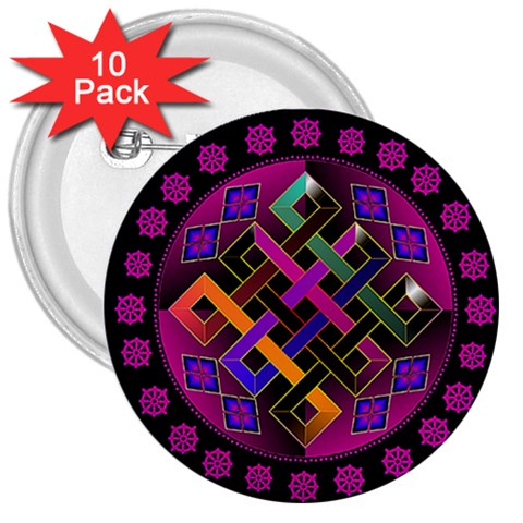 Endless Knot 3  Button (10 pack) from ArtsNow.com Front