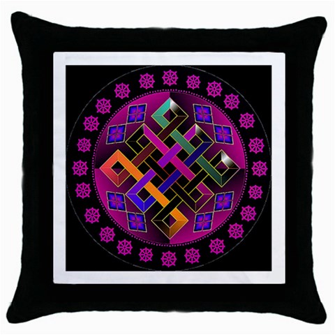 Endless Knot Throw Pillow Case (Black) from ArtsNow.com Front