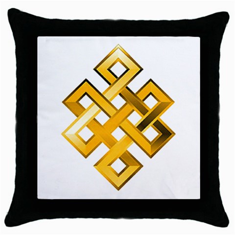 Endless Knot gold Throw Pillow Case (Black) from ArtsNow.com Front