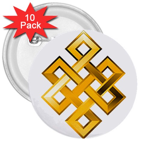 Endless Knot gold 3  Button (10 pack) from ArtsNow.com Front