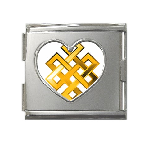 Endless Knot gold Mega Link Heart Italian Charm (18mm) from ArtsNow.com Front