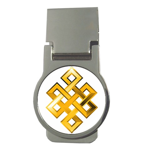 Endless Knot gold Money Clip (Round) from ArtsNow.com Front