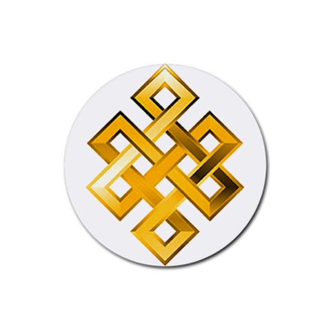 Endless Knot gold Rubber Coaster (Round) from ArtsNow.com Front