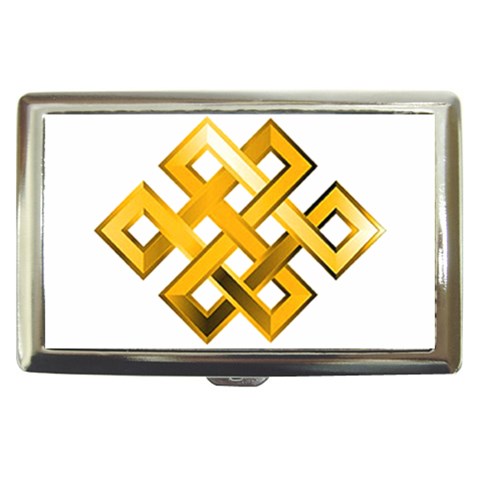 Endless Knot gold Cigarette Money Case from ArtsNow.com Front