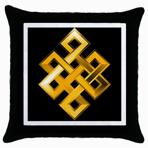 Endless Knot gold Throw Pillow Case (Black) from ArtsNow.com Front