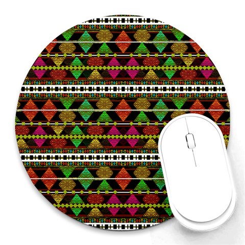 Aztec Style Pattern 8  Mouse Pad (Round) from ArtsNow.com Front