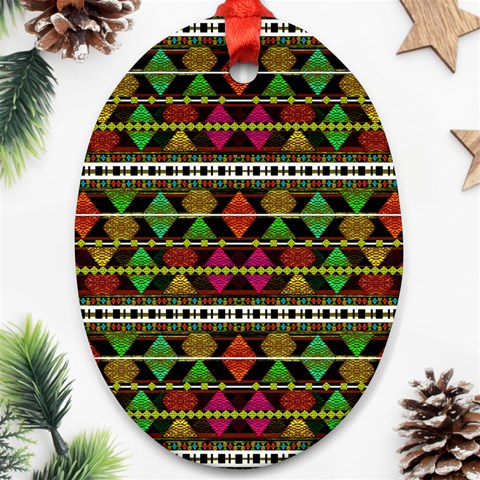 Aztec Style Pattern Oval Ornament from ArtsNow.com Front