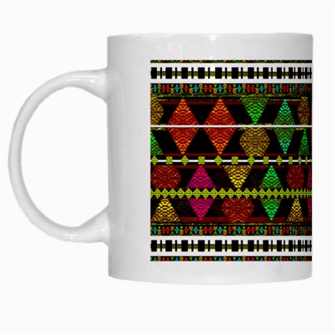 Aztec Style Pattern White Coffee Mug from ArtsNow.com Left