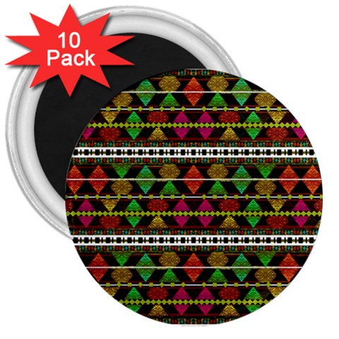 Aztec Style Pattern 3  Button Magnet (10 pack) from ArtsNow.com Front