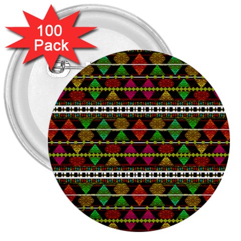 Aztec Style Pattern 3  Button (100 pack) from ArtsNow.com Front