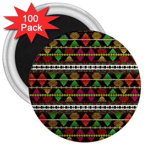 Aztec Style Pattern 3  Button Magnet (100 pack) from ArtsNow.com Front