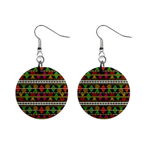 Aztec Style Pattern Mini Button Earrings from ArtsNow.com Front