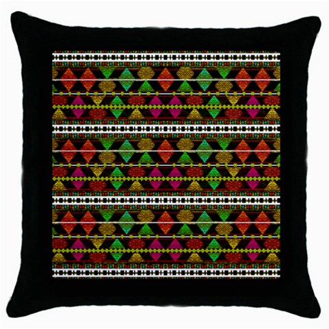 Aztec Style Pattern Black Throw Pillow Case from ArtsNow.com Front