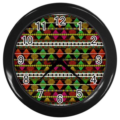 Aztec Style Pattern Wall Clock (Black) from ArtsNow.com Front