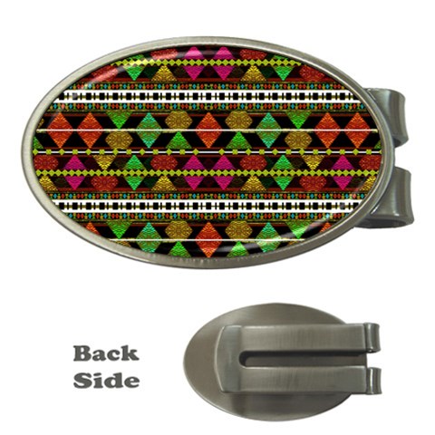 Aztec Style Pattern Money Clip (Oval) from ArtsNow.com Front