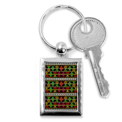 Aztec Style Pattern Key Chain (Rectangle) from ArtsNow.com Front