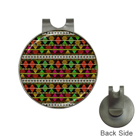 Aztec Style Pattern Hat Clip with Golf Ball Marker from ArtsNow.com Front