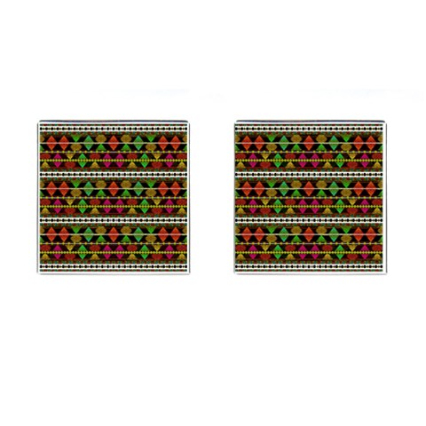 Aztec Style Pattern Cufflinks (Square) from ArtsNow.com Front(Pair)