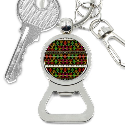 Aztec Style Pattern Bottle Opener Key Chain from ArtsNow.com Front