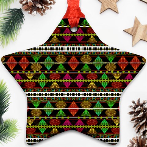 Aztec Style Pattern Star Ornament (Two Sides) from ArtsNow.com Back