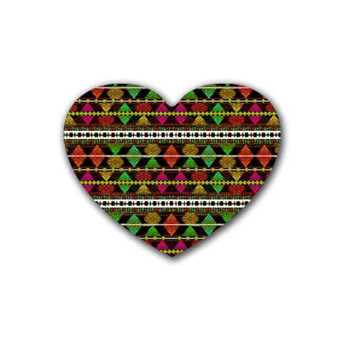 Aztec Style Pattern Drink Coasters (Heart) from ArtsNow.com Front