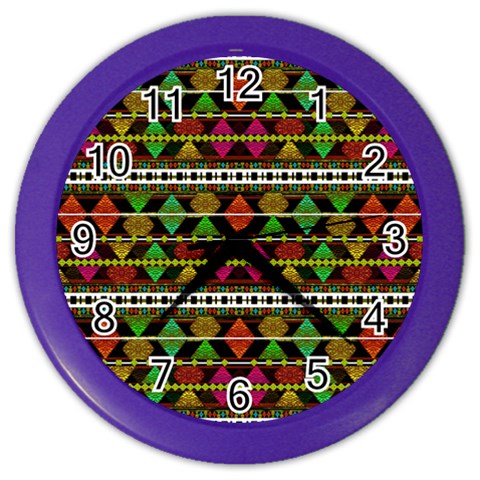 Aztec Style Pattern Wall Clock (Color) from ArtsNow.com Front