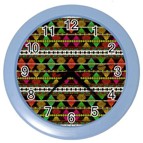 Aztec Style Pattern Wall Clock (Color) from ArtsNow.com Front