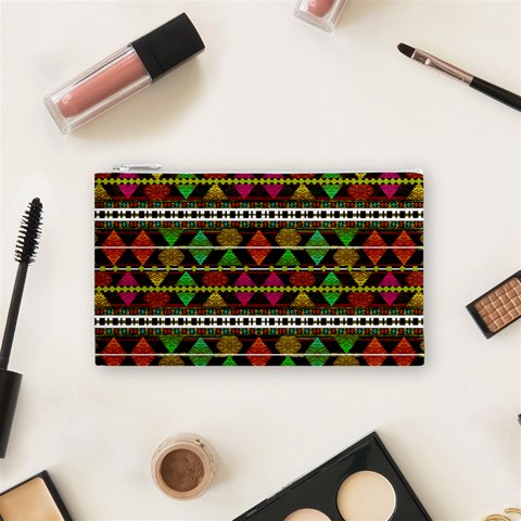 Aztec Style Pattern Cosmetic Bag (Small) from ArtsNow.com Front