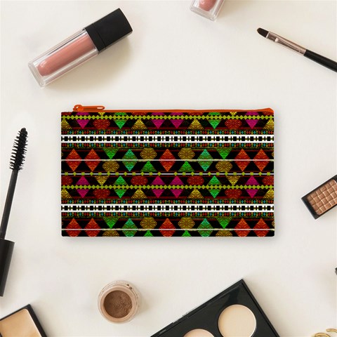 Aztec Style Pattern Cosmetic Bag (Small) from ArtsNow.com Front