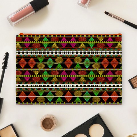 Aztec Style Pattern Cosmetic Bag (Large) from ArtsNow.com Front