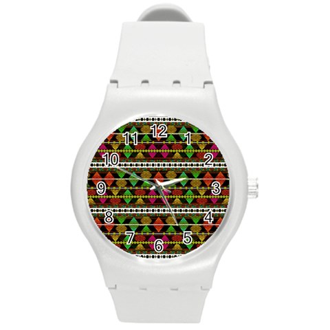 Aztec Style Pattern Plastic Sport Watch (Medium) from ArtsNow.com Front