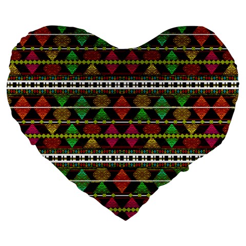 Aztec Style Pattern 19  Premium Heart Shape Cushion from ArtsNow.com Front