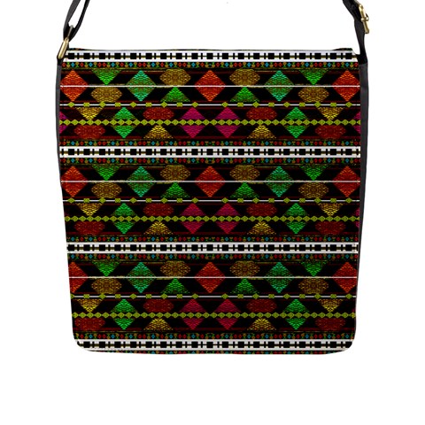 Aztec Style Pattern Flap Closure Messenger Bag (Large) from ArtsNow.com Front