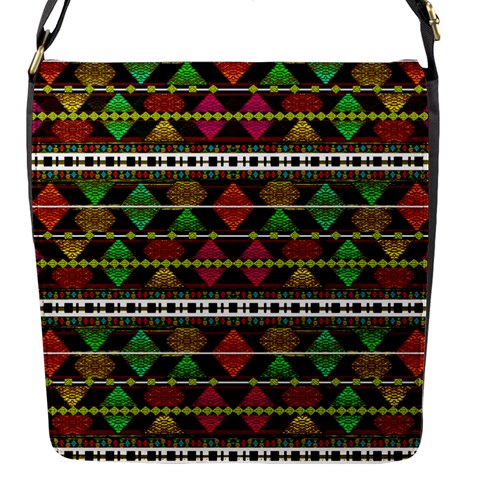 Aztec Style Pattern Flap Closure Messenger Bag (Small) from ArtsNow.com Front