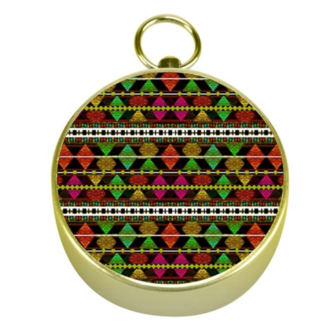 Aztec Style Pattern Gold Compass from ArtsNow.com Front