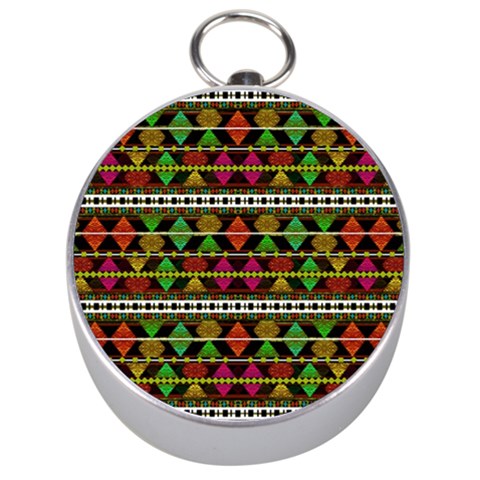 Aztec Style Pattern Silver Compass from ArtsNow.com Front