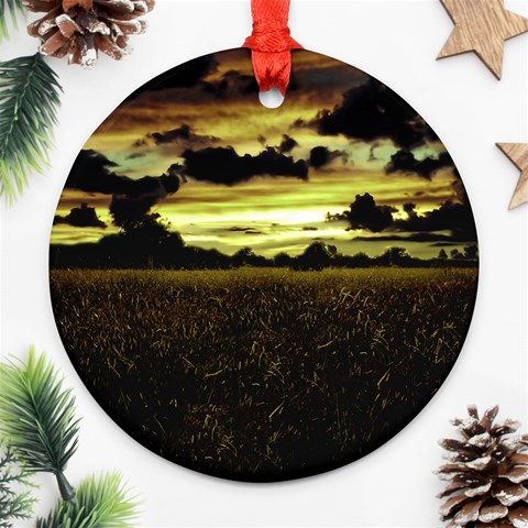 Dark Meadow Landscape  Round Ornament from ArtsNow.com Front