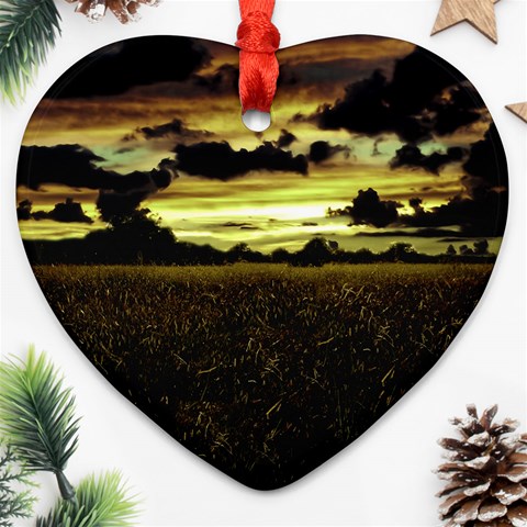 Dark Meadow Landscape  Heart Ornament from ArtsNow.com Front