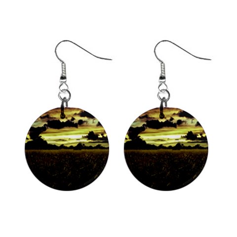 Dark Meadow Landscape  Mini Button Earrings from ArtsNow.com Front