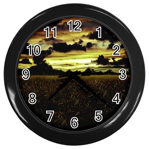 Dark Meadow Landscape  Wall Clock (Black) from ArtsNow.com Front