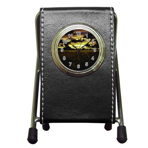 Dark Meadow Landscape  Stationery Holder Clock from ArtsNow.com Front