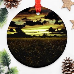 Dark Meadow Landscape  Round Ornament (Two Sides) from ArtsNow.com Front