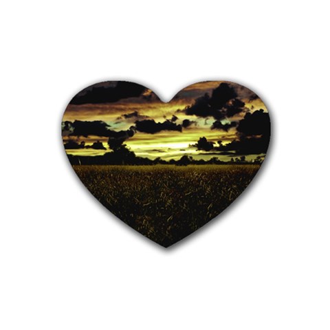 Dark Meadow Landscape  Drink Coasters (Heart) from ArtsNow.com Front