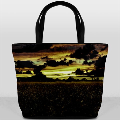 Dark Meadow Landscape  Bucket Handbag from ArtsNow.com Front