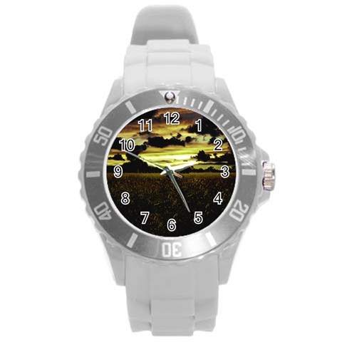 Dark Meadow Landscape  Plastic Sport Watch (Large) from ArtsNow.com Front